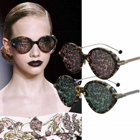 NEW Christian Dior CD Umbrage‎ Unique Green Leaf Print Mirrored Sunglasses - Picture 1 of 9